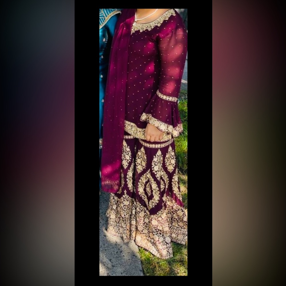 Beautiful Pakistani Indian Sharara gharara suit with duppata